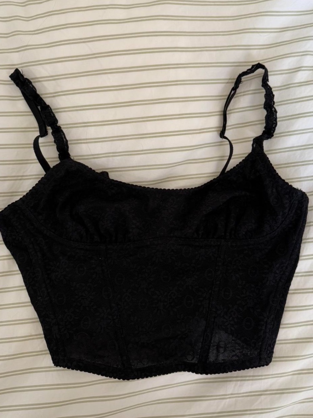 Black Lace Bustier Crop Top